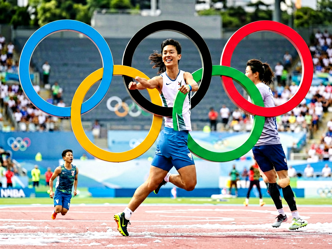 奥运会赛事内容展示奥运五环与运动员风采